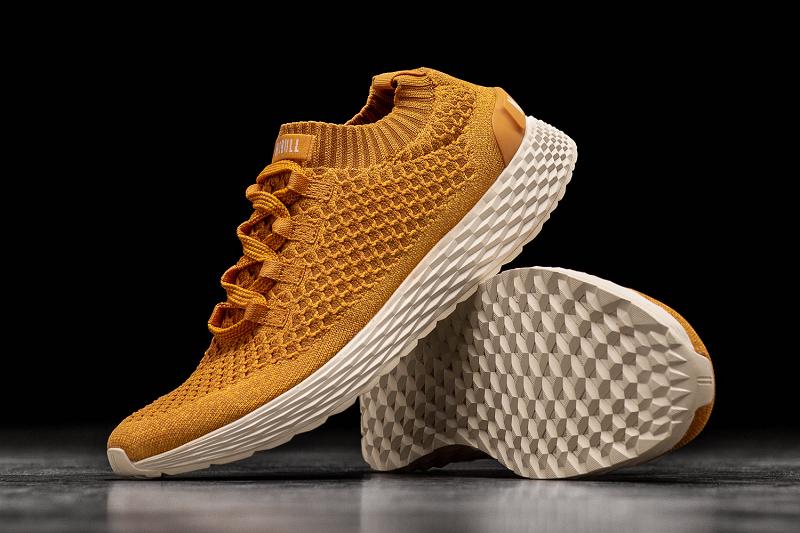 Nobull Golden Knit Runner Men's Running Shoes Yellow | USA V1041R